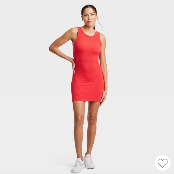 All In Motion Dresses & Skirts - Women’s Seamless Active Red Ribbed Tank Sleeveless Dress Activewear Medium